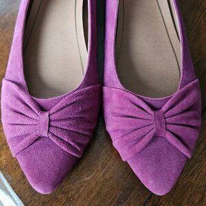 ($10 IN BUNDLE) Vionic Gramercy Purple Suede Knot Detail Ballet Flat NWOT
